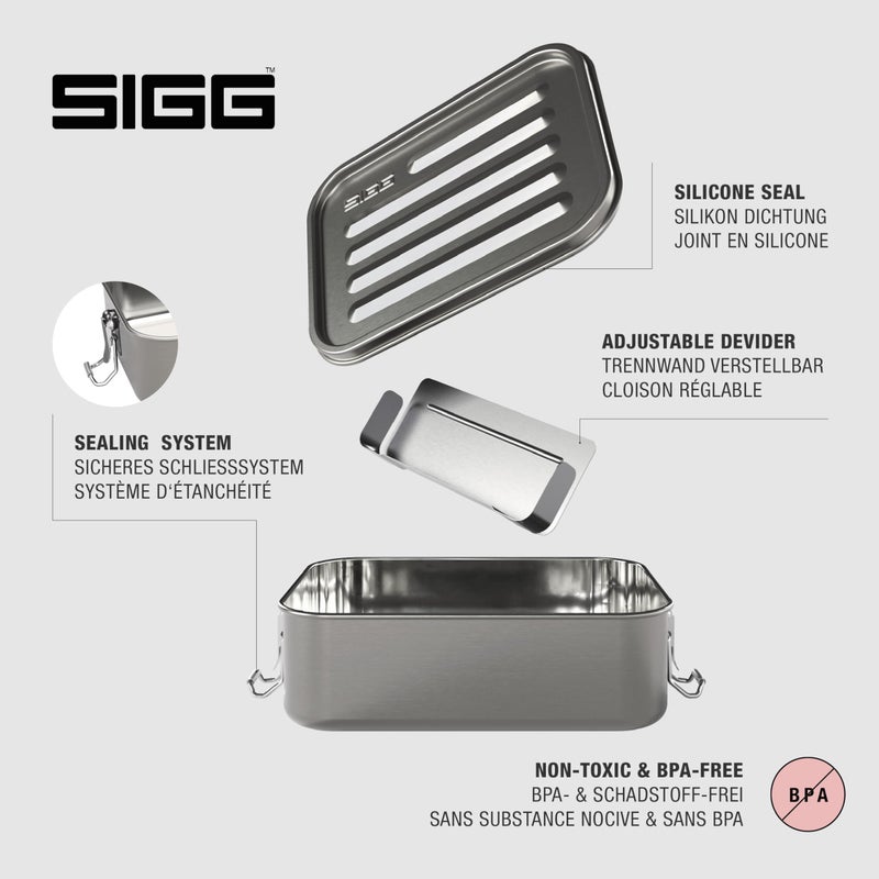Sigg - Gemstone Lunch Box Selenite - Stainless Steel - No Plastic - Dishwasher Safe - Leak-Proof - Reusable Food Containers - Black - Lunch To Go 27 Oz - Image 3